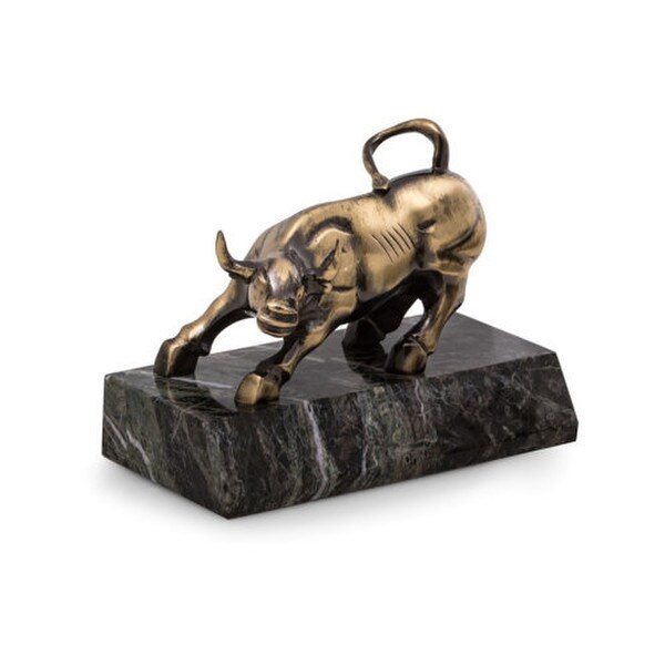 Bull Stock Market Statue Marble Base